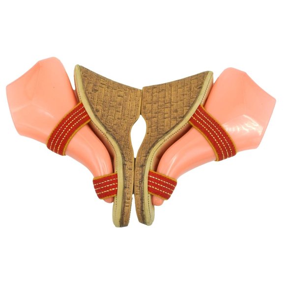 Vintage Cherokee Sandals Strappy Shoes Wedge Heels Metallic Gold Tinsel Womens 6 - Picture 5 of 10